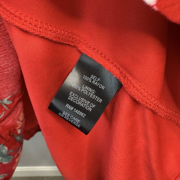 TORRID Red Floral Crochet Skater Dress Boho Front Tassel Tie Size 4X - Picture 8 of 8